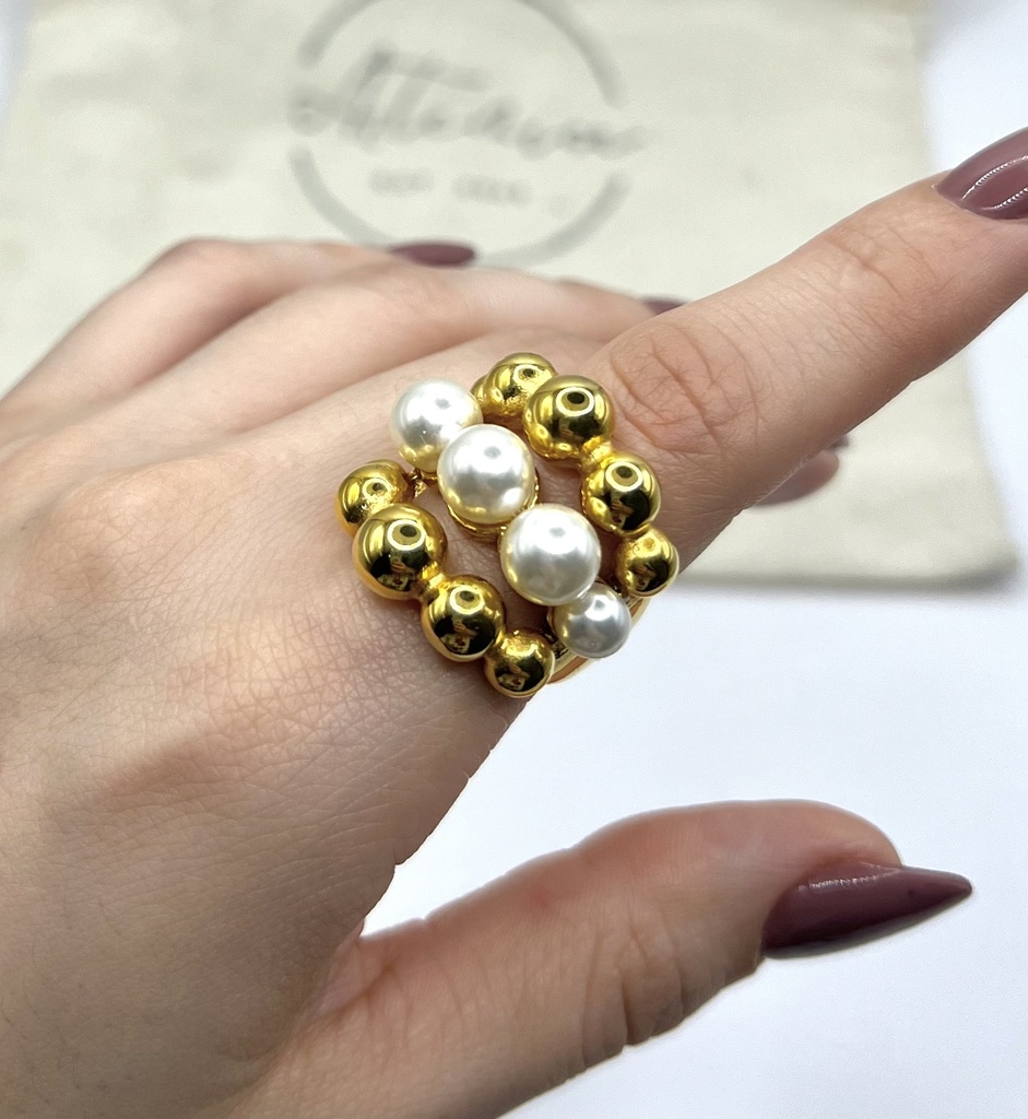 Anillo Perlas bicolor